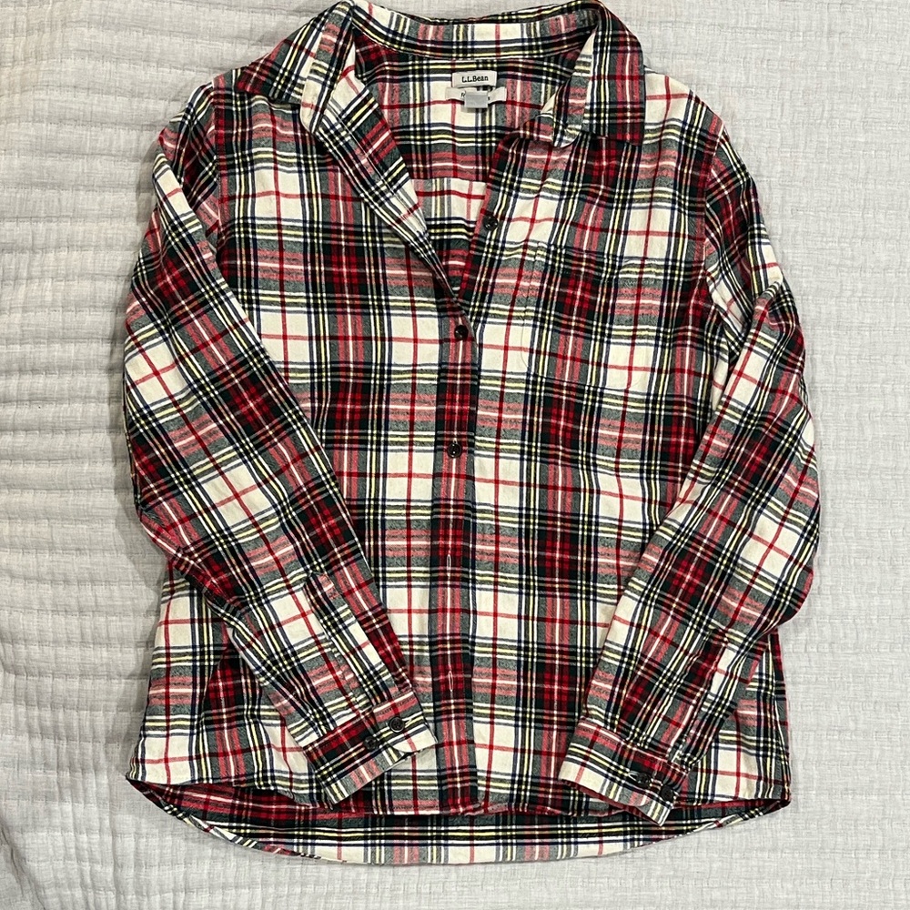 L.L. Bean Plaid Flannel Button Down Shirt Sz M